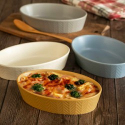 グラタン皿 オーバル 18.5cm M ヘリンボーン 耐熱陶器