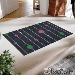 玄関マット 50×75cm 厚さ 6mm 屋内兼用 wash＋dry Circles on Lines Grey