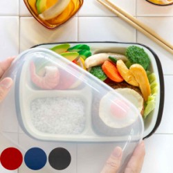 ランチプレート プラスチック 食器 フタ付きランチプレート 角型 楽弁 仕切り付き プラスチック製