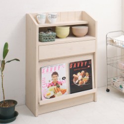カウンター下収納 キャビネット フラップ扉 北欧風 完成品 幅60.5cm