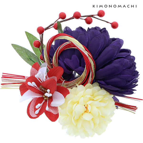 お花髪飾り 成人式の振袖、卒業式の袴にも フラワーコーム
