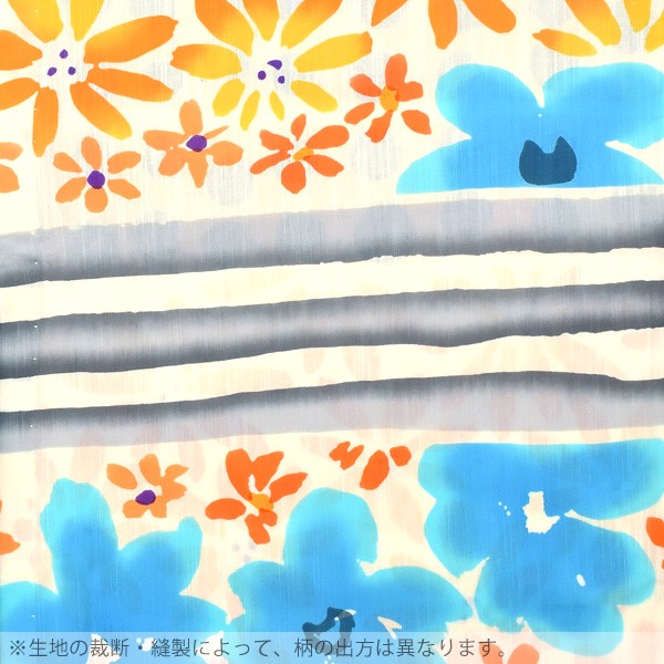 女性 女性浴衣セット「生成り はなづくし横段」ツモリチサト 注染 お
