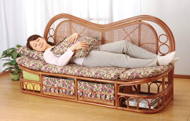 ソファー】天然籐ハイバックカウチソファ