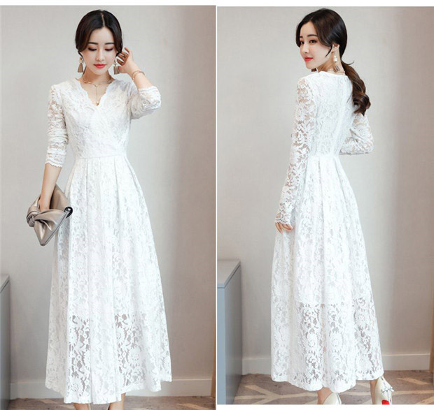 キャロリーナヘレラ　ロングワンピース　Aライン　レース　フレンチスリーブ　M相当 キャロリーナヘレラ ロングワンピース Aライン レース フレンチ