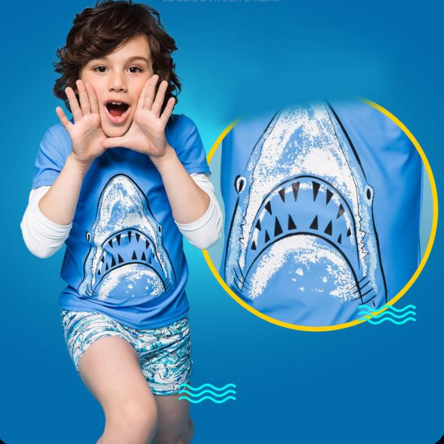 Finalsale対象商品30 Off 水着 男の子 長袖 トップス ショートパンツ サメ柄 2点セット セパレート 子供 スクール プール ビーチ 夏 海水浴 練習用 最適な価格 Www Iacymperu Org