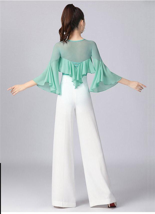 送料無料】レオタード 単品 社交ダンス レッスンウェア フリル パッド