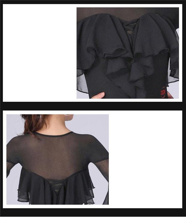 送料無料】レオタード 単品 社交ダンス レッスンウェア フリル パッド