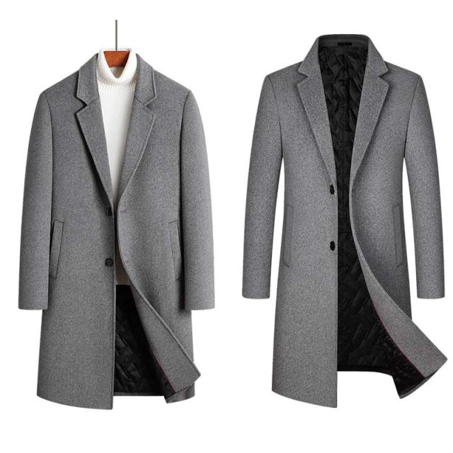 チェスターコート メンズ ビジネスコート ウール混紡 フロント2つ