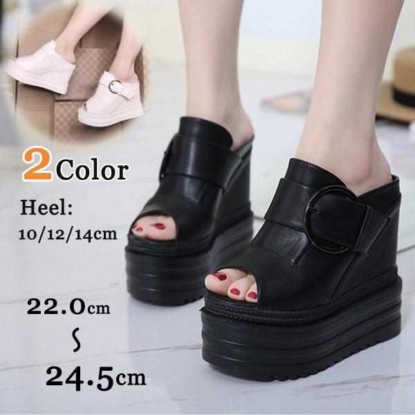 【送料無料】厚底サンダル 厚底 サンダル ミュール レディース オープントゥ ウェッジソール 美脚 おしゃれ ヒール10cm 12cm 15cm 白  かかとなし プラットフォームソール 春 夏 ホワイト 厚底サンダル 厚底 サンダル ミュール レディース オープントゥ