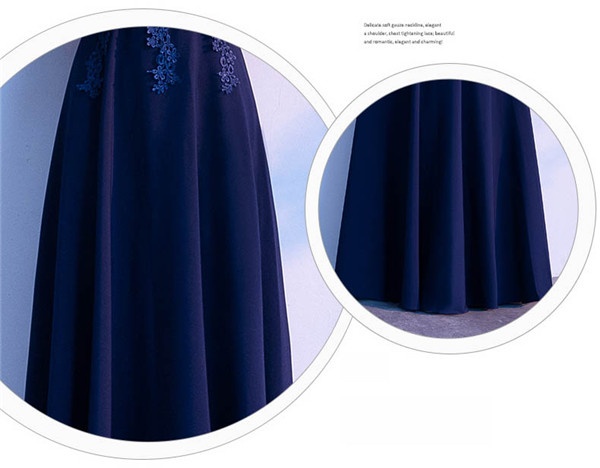 送料無料】ロングドレス 演奏会 着痩せ パーティードレス ネイビー