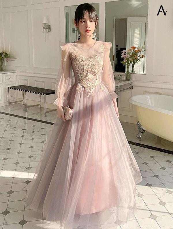 ブライズメイド ドレス 大人 ピアノ 発表会 ロングドレス ロング 袖