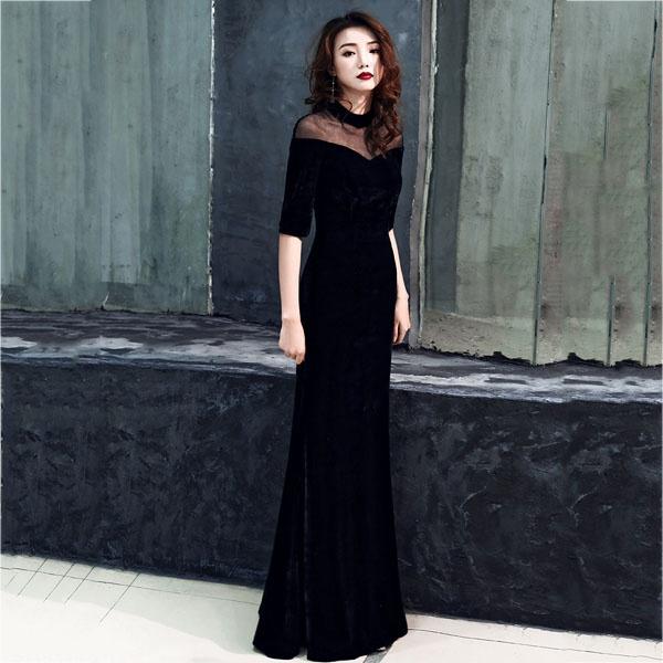 メーカー包装済 ドレス 大人 ピアノ 発表会 ロング丈 ロングドレス 演奏会 ピアノ発表会 パーティードレス ワンピース 二次会 袖あり 透明感 ファスナー 超目玉 Megachambi Com