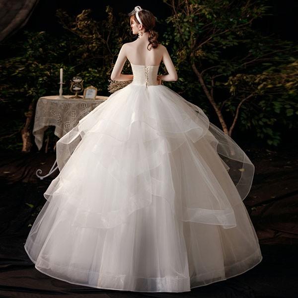 送料無料】ウェディングドレス ライトシャンパン色 ロングドレス