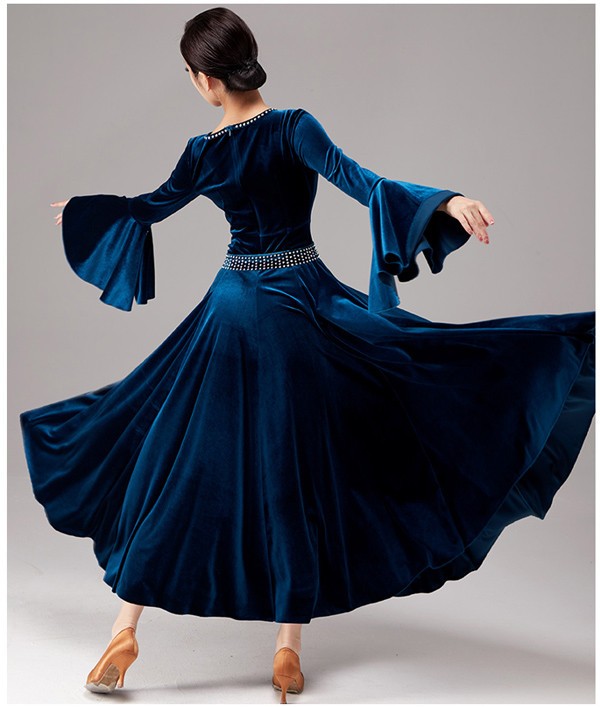 社交ダンス ドレス 社交ダンス衣装 ワンピース 広がる裾 レッスン着