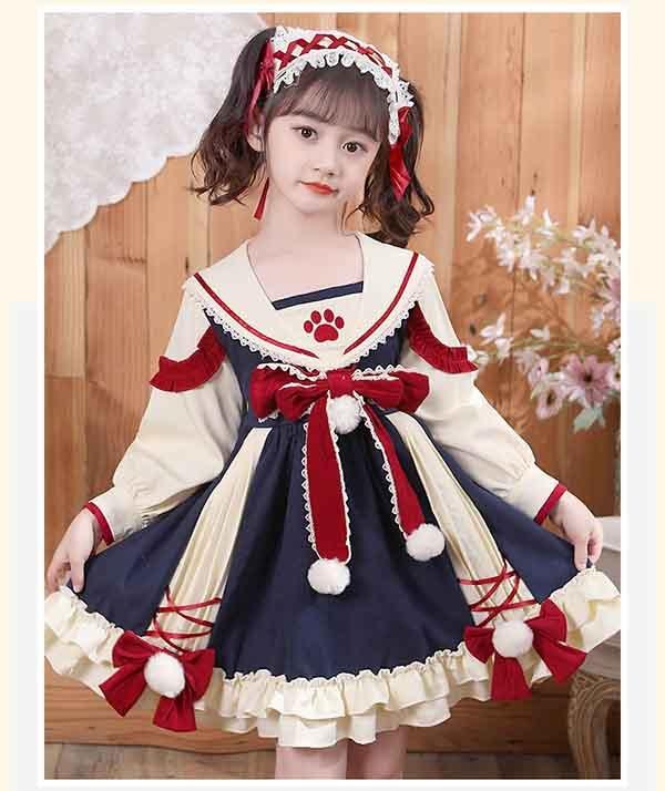 枚数限定 ロリータ ワンピース ゴスロリ Aライン リボン Lolita 子供 キッズ コスチューム 記念撮影 誕生日 衣装 かわいい フリル 仮装 パーティ 21春夏 Parjal Fr