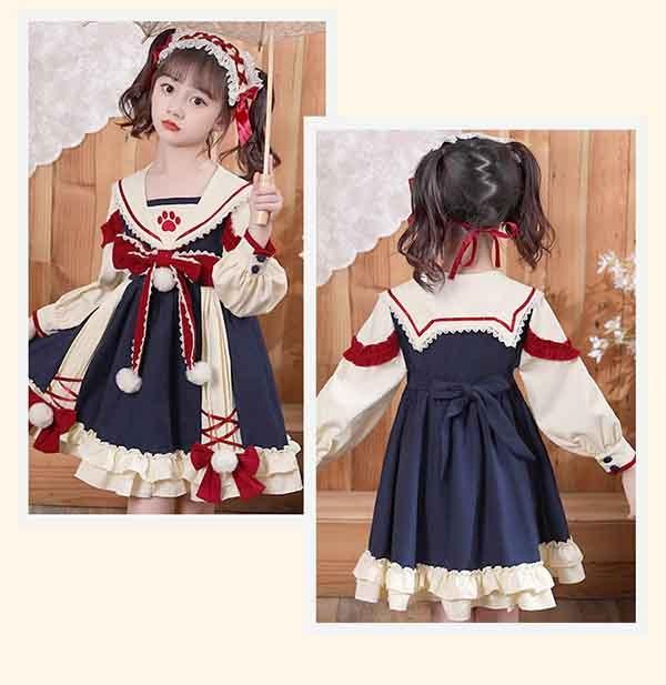 枚数限定 ロリータ ワンピース ゴスロリ Aライン リボン Lolita 子供 キッズ コスチューム 記念撮影 誕生日 衣装 かわいい フリル 仮装 パーティ 21春夏 Parjal Fr