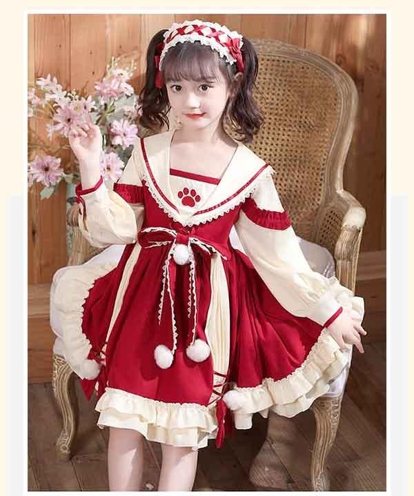 枚数限定 ロリータ ワンピース ゴスロリ Aライン リボン Lolita 子供 キッズ コスチューム 記念撮影 誕生日 衣装 かわいい フリル 仮装 パーティ 21春夏 Parjal Fr