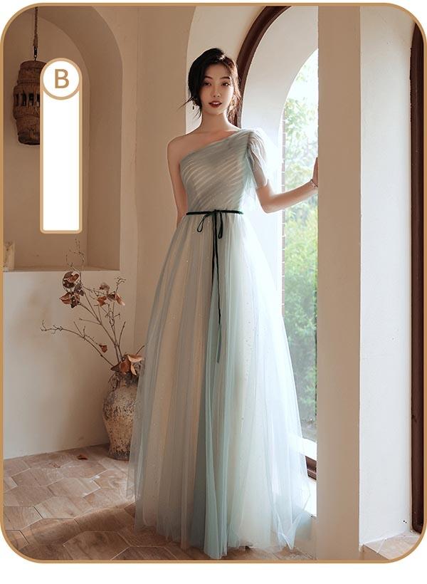 【送料無料】ブライズメイド ドレス ロング丈 ロングドレス 袖あり 袖なし ワンショルダー ブルー 透け感 ハイネック カシュクール 結婚式 ワンピース 体型カバー 半袖 フリル オフショルダー バルーン袖 二次会 送料無料】ブライズメイド ドレス ロング丈 ロングドレス 袖あり 袖