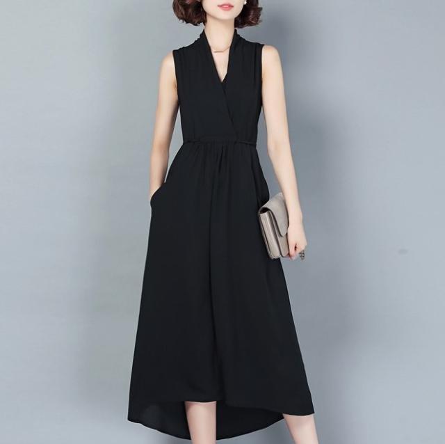 予約販売品 ワンピース 黒 ブラック ワンピース ブラックワンピース ミモレ丈 大きいサイズ ロングワンピース 大きいサイズ ワンピース 袖なし レデ 激安単価で Www Servblu Com