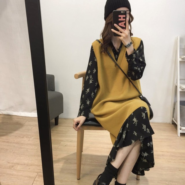 2022ポリエステルワンピース春秋冬女士韓国ファッション大人気品質