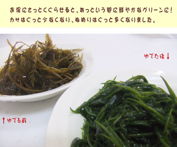 お湯にさっとくぐらせると、あっという間に鮮やかなグリーンに！