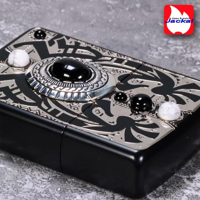 ZIPPO/アーマー armor インディアンスピリット ココペリ BK ブラック 天然石 オニキス・ハウライト入りメタル貼り IS-COCO-BK画像7