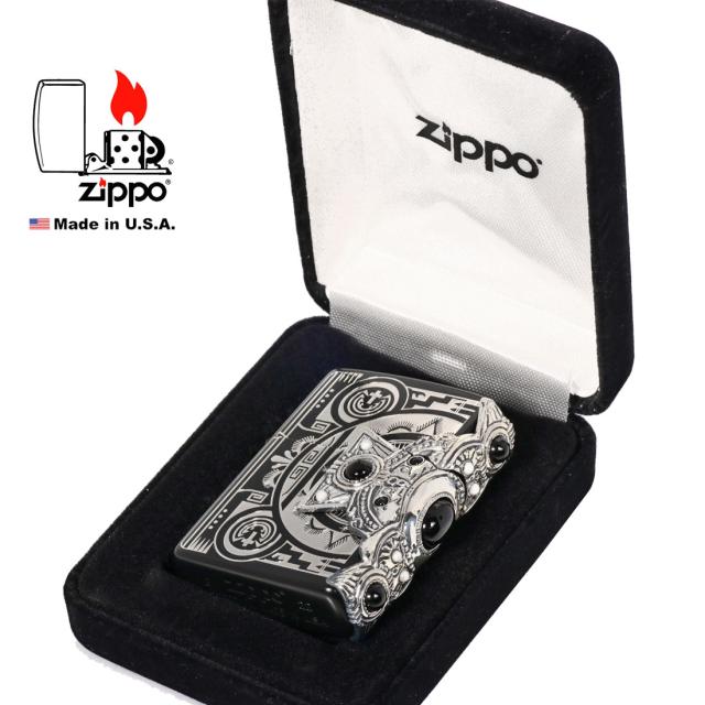 ZIPPO/インディアンスピリット クロス BK ブラック 天然石 オニキス・ハウライト入りメタル貼り IS-CRS-BK画像5