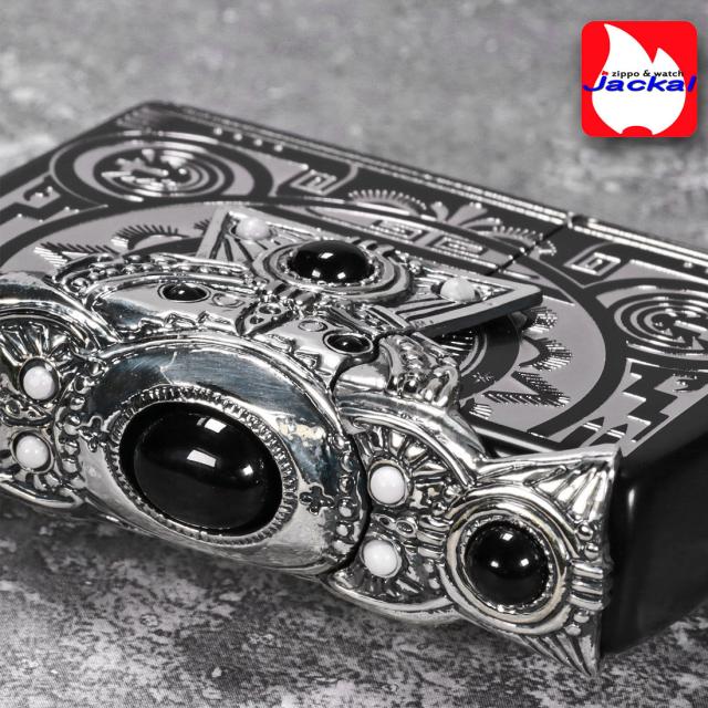 ZIPPO/インディアンスピリット クロス BK ブラック 天然石 オニキス・ハウライト入りメタル貼り IS-CRS-BK画像6