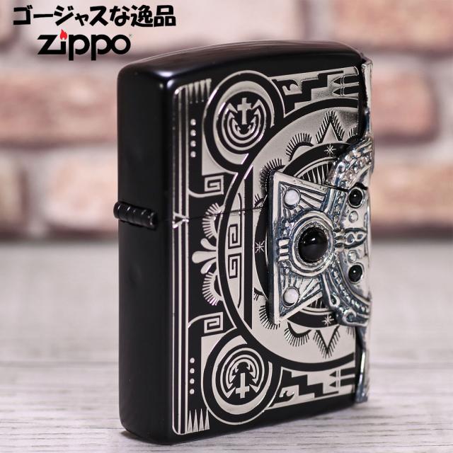 ZIPPO/インディアンスピリット クロス BK ブラック 天然石 オニキス・ハウライト入りメタル貼り IS-CRS-BK画像7