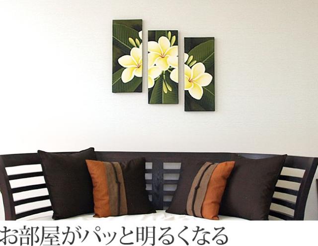 バリ絵画　蓮の花　壁掛け　飾り　3連アートパネル　インテリア バリ絵画 蓮の花 壁掛け 飾り 3連アートパネル インテリア