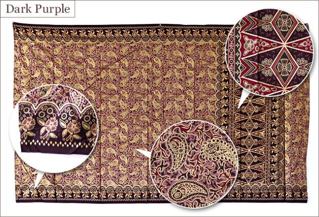 バティック フラワー&ペイズリー ダークパープル