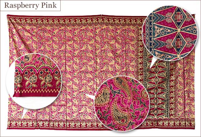 バティック フラワー&ペイズリー ラズベリーピンク