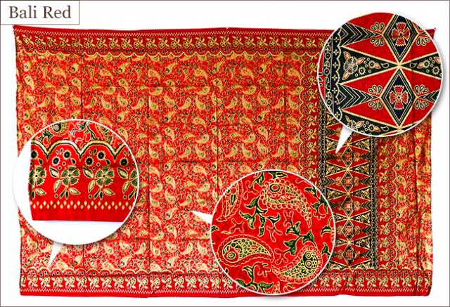 バティック フラワー&ペイズリー バリレッド