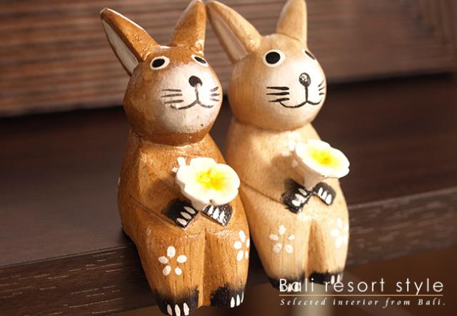 バリ　木彫り　ウサギ