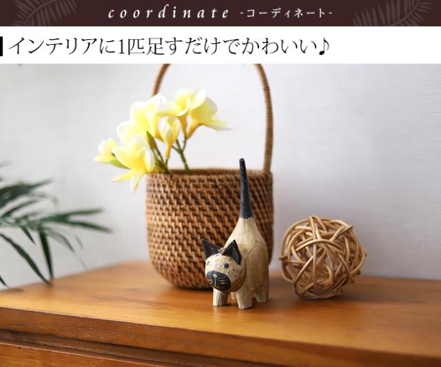 バリネコ　ハチワレ　木彫り