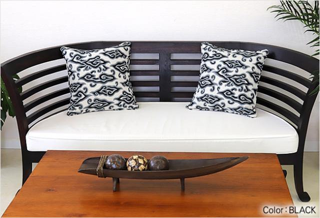 クッションカバー(メガムンドゥン)　アジアン雑貨　ブラック