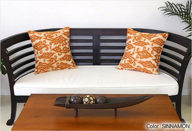 クッションカバー(メガムンドゥン)　シナモン　オレンジ　ゴールド