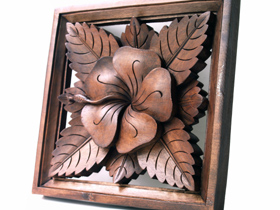 ハイビスカス　木彫り