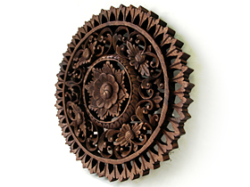 バリ　木彫り　丸型