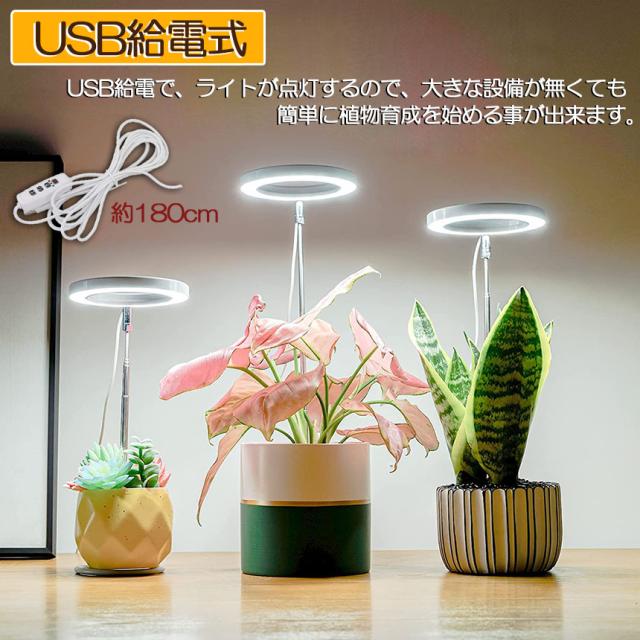 LED植物育成ライト 植物育成ライト 鉢植えに差し込む 3点セット 4段階