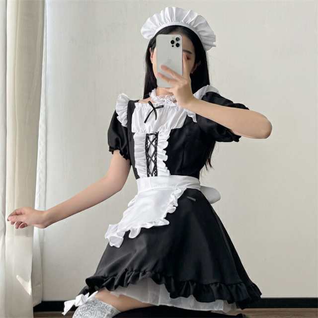 コスプレ 4点セット 大きいサイズ メイド服 メイド ワンピース