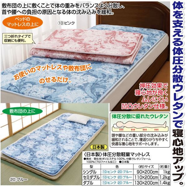 HOT人気 日本製体圧分散軽量マットレスピンク ダブルの通販はau PAY マーケット - 西新オレンジストア|商品ロットナンバー:498189264 在庫正規品
