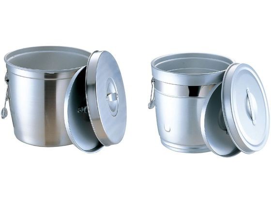 シルバーアルマイト 丸型 二重中蓋式 食缶 16L 235 - 給食用品
