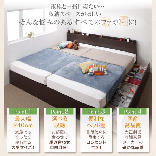 があります 国産ファミリー連結収納ベッド ワイドK220の通販はau PAY マーケット - 西新オレンジストア|商品ロットナン Tenerezza テネレッツァ 薄型抗菌国産ポケットコイルマットレス付き A(S)+B(SD)タイプ けできる