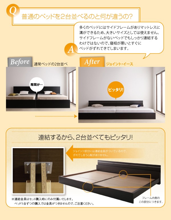格安正規品 親子で寝られる・将来分割できる連結ベッド JointEase ジョイント・イース ポケットコイルマットレス付き ワイドK200の通販はau PAY マーケット - 西新オレンジストア|商品ロットナンバー:3761 定番国産