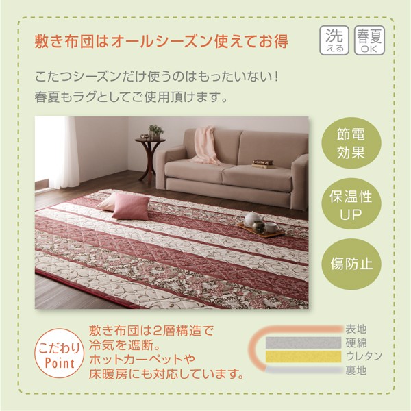 低価高品質 長く使える日本製 家族で囲める大判ボリュームこたつ布団 くつろぎ 掛布団&敷布団2点セット 6尺長方形(90×180cm)天板対応の通販はau PAY マーケット - 西新オレンジストア|商品ロットナンバー 在庫安い