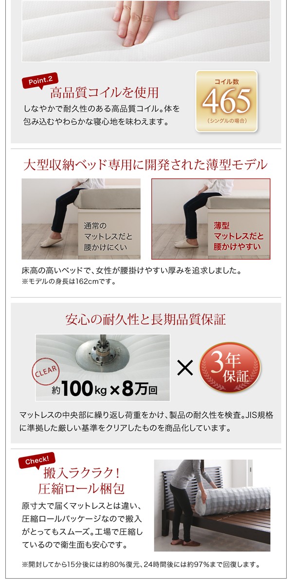 はこちら 棚コンセント付 セミシングル 深さラージの通販はau PAY マーケット - 西新オレンジストア|商品ロット 跳ね上げすのこベッド Nikolay 薄型スタンダードボンネルコイルマットレス付き 横開き がかかる