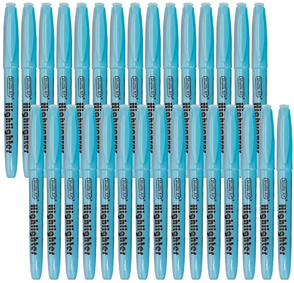 蛍光ペン 青 30本セット 水色 ブルー 蛍光マーカー 速乾 大容量