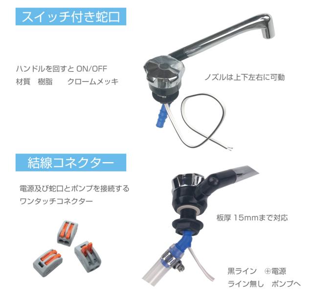 キャンプや車中泊に最適なコンパクトなシンクセット　ポンプ付 楽天市場】キャンピングカー化パーツ DXシンクフルセット
