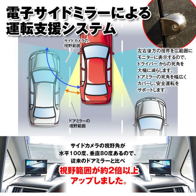 即納最大半額 サイドカメラ モニターセット 電子サイドミラー 運転支援システム 電子ドアミラー サイドカメラ 5インチ 高画質 Lcd 正像鏡像切替 全国組立設置無料 Olsonesq Com